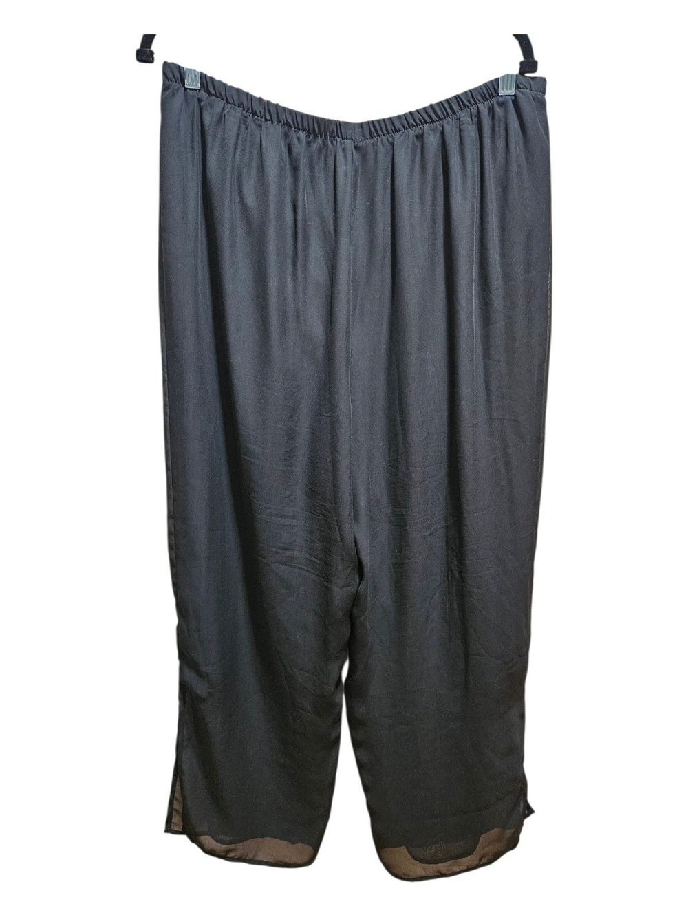 VTG Tradition Black Chiffon Split Palazzo Pants High Slit Wide Leg Size XL - Picture 3 of 9
